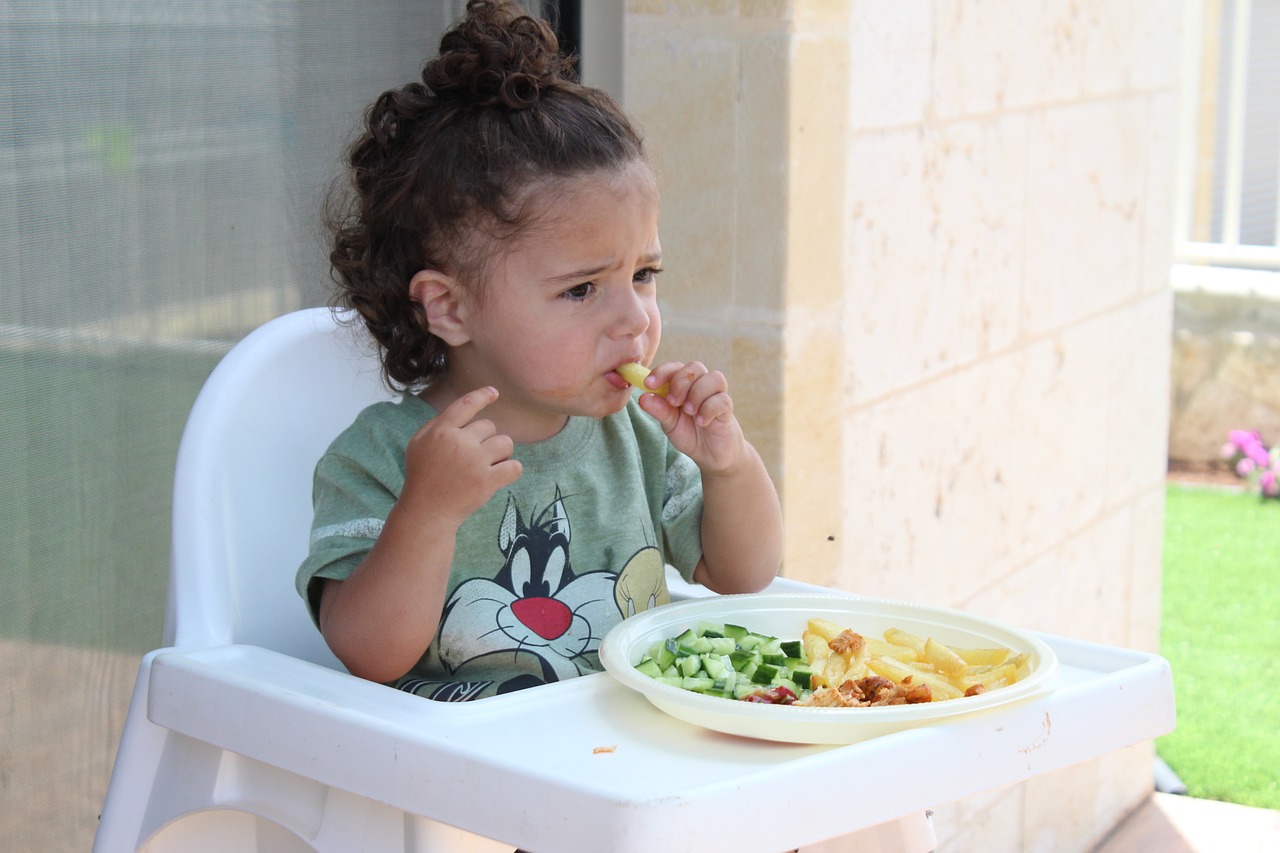 Baby girl eating
