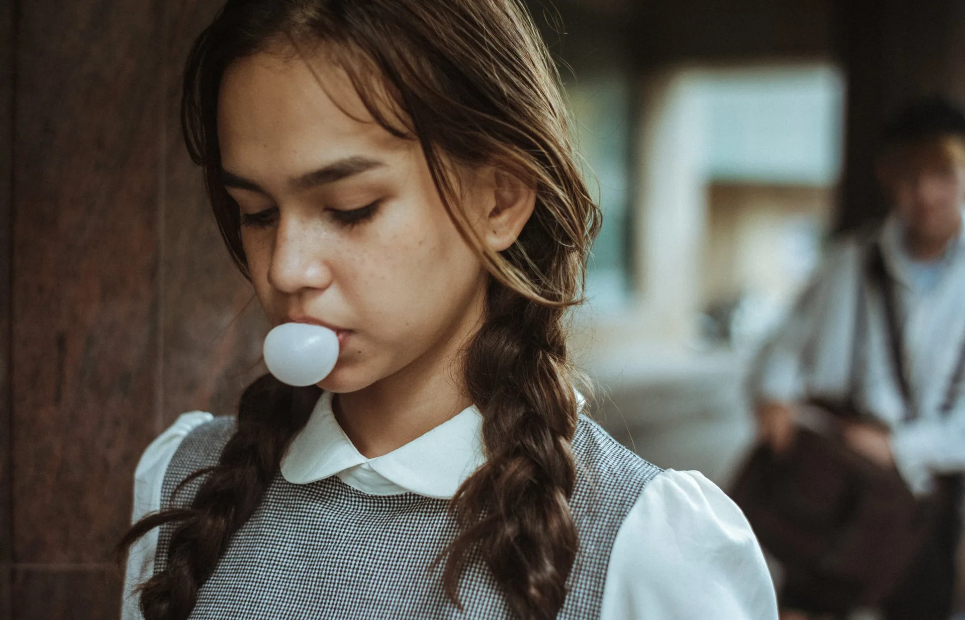 Girl chewing sugar-free gum