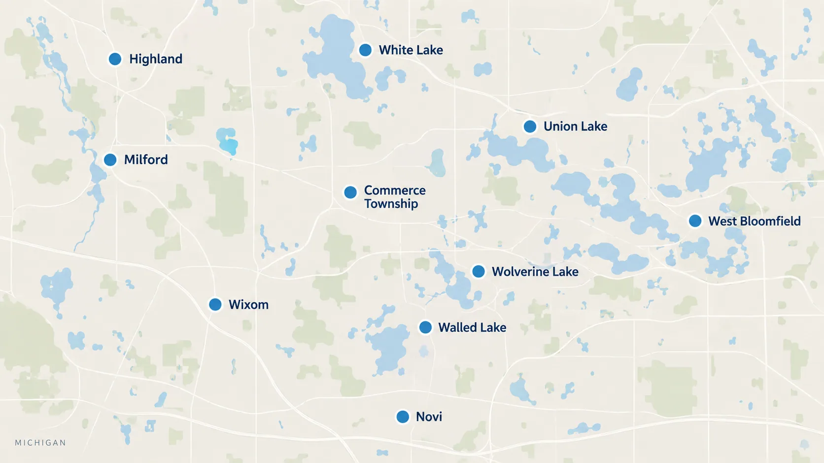 Orientation map showing where the office sits relative to the ten towns named